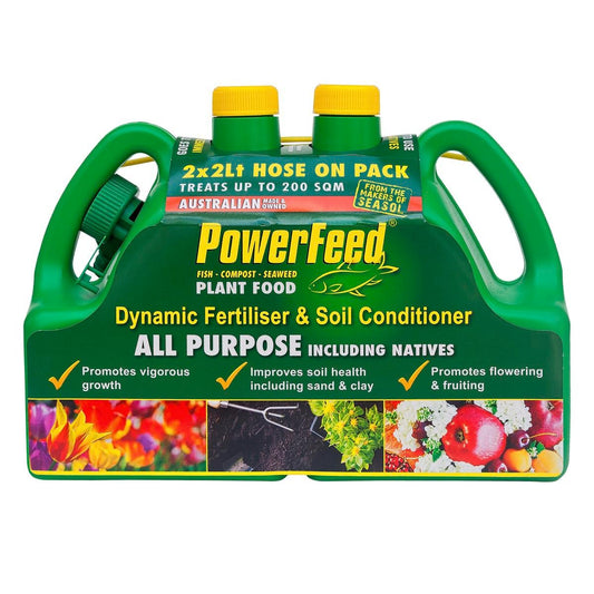 PowerFeed Liquid Fertiliser 2 x 2L Hose-On Twin Pack For Vigorous Growth - Auzzistore