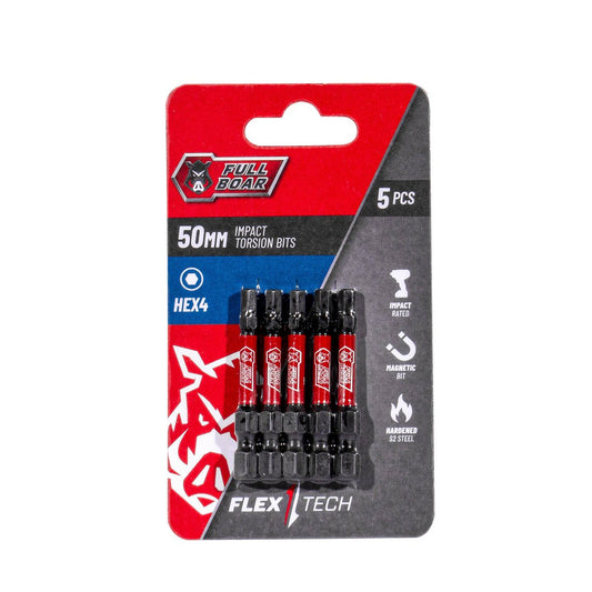 Full Boar Impact Torsion Bits Set - 5 Pack - 50mm - Durable & Precision - Auzzistore