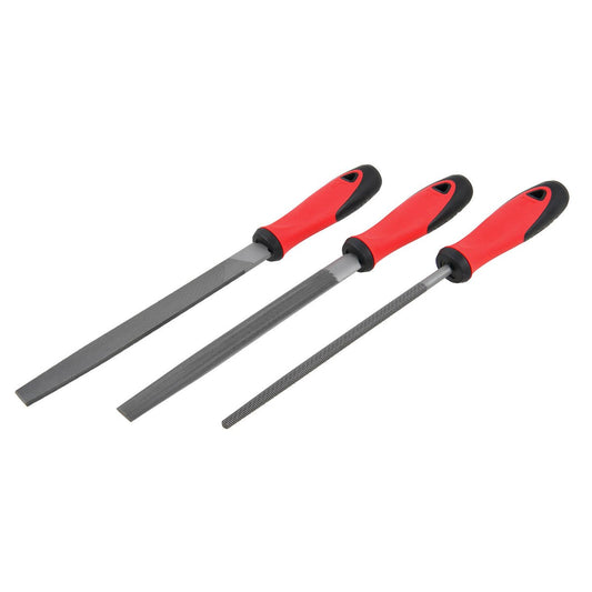 Trojan 3 Piece File Set - 200mm Flat, Half Round & Round Files - Durable Steel – view 2 - Auzzistore