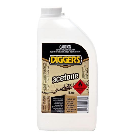 DIGGERS™ Acetone Cleaning Solvent - 1L - Liquid - Low VOC - Auzzistore