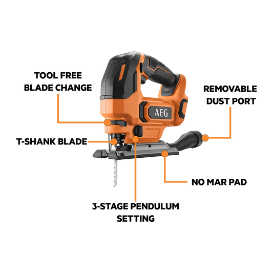AEG 18V D-Handle Jigsaw Skin Only - 3000 SPM - Precision Cutting – view 2 - Auzzistore