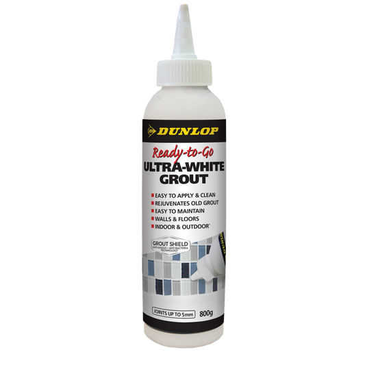 Dunlop Ready-to-Go Grout 800g Ultra White - Easy Apply - Anti Mould