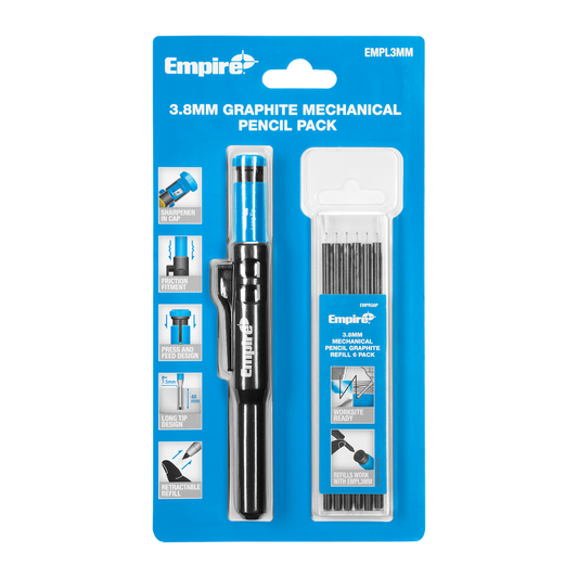 Empire 3 8mm Graphite Mechanical Pencil Pack - 1 Pencil + 6 Refills - Precision Marking - Auzzistore