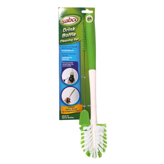 Sabco Drink Bottle Cleaning Set - Nylon Bristles - Long Handle - Easy Grip