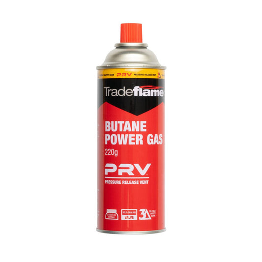Tradeflame Butane Power Gas Cartridge 220g Screw-On - PRV Safety Technology - Auzzistore