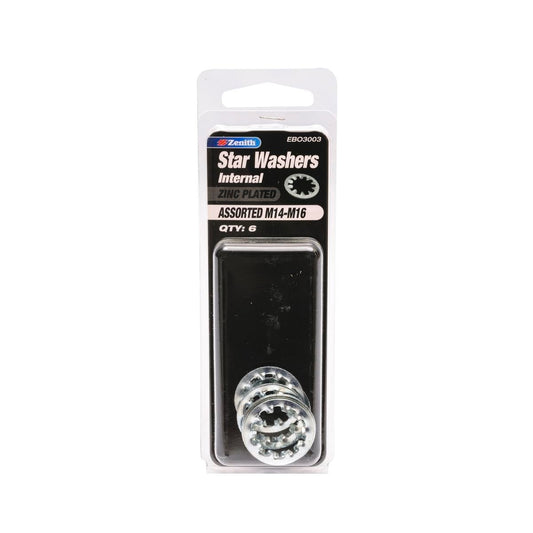 Zenith Zinc Plated Internal Star Washer 6 Pack - M14 M15 M16 Sizes - Auzzistore