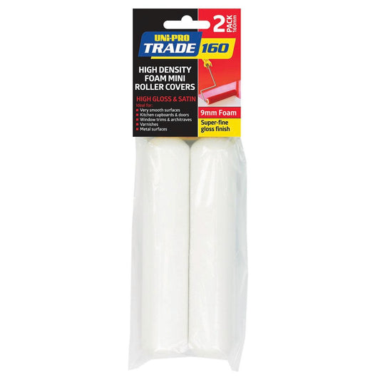 UNi-PRO Trade Foam Roller Cover 160mm 9mm Nap 2 Pack High Density - Auzzistore