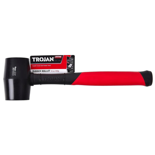 Trojan 16oz 450g Black Fibreglass Rubber Mallet - Durable Tool for D.I.Y. - Auzzistore