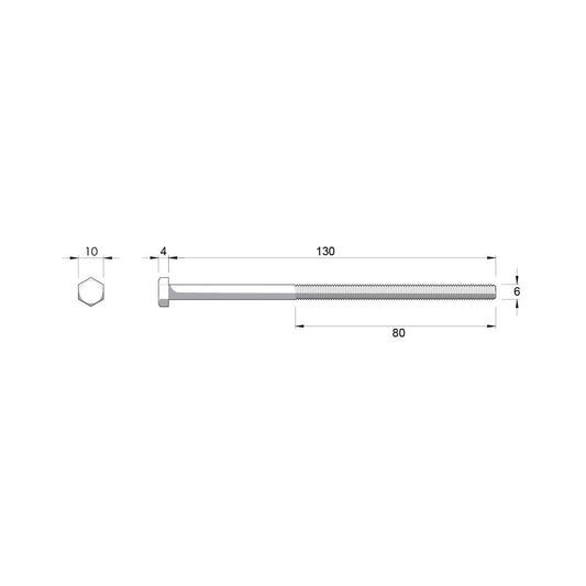 Zenith M6 x 130mm Hot Dip Galvanised Hex Head Bolts and Nuts Each – view 2