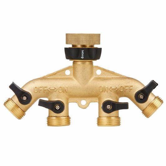 Pope 4 Way Brass Tap Adaptor - 20mm BSP - Durable - Easy Operation - Auzzistore
