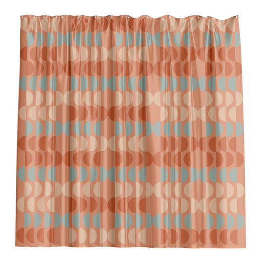Barelli Retro Scallop Shower Curtain 180 x 180cm - Water-Resistant Polyester