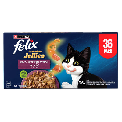 Felix Sensations Jellies Favourites Wet Cat Food 85g x 36 Pack - Complete Nutrition