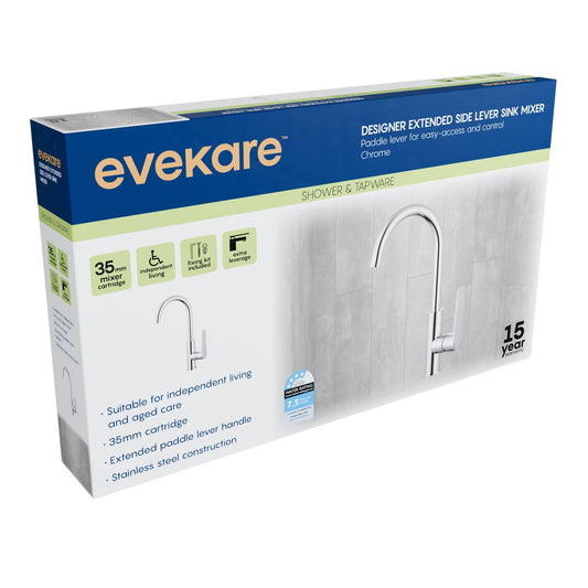 Evekare 35mm Chrome Extended Lever Sink Mixer - Accessible Bathroom Solution – view 2