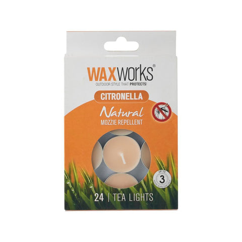 Waxworks Orange Citronella Candle Tea Lights 24 Pack - 135mm x 180mm - Repels Mosquitoes - Auzzistore