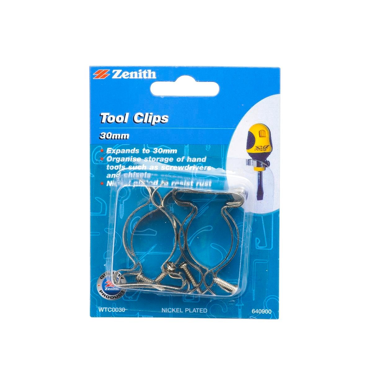Zenith Tool Clip - 30mm - Nickel Plated - Storage Solution