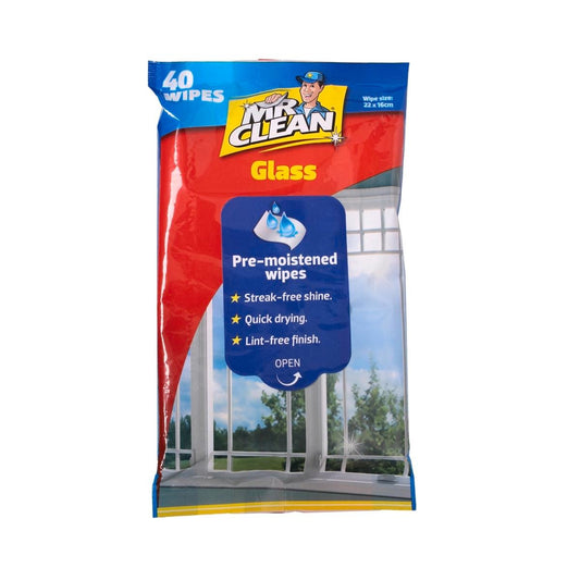 Mr Clean Glass Cleaning Wipes - 40 Pack - Non Woven - Streak-Free