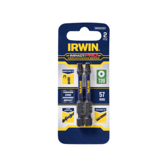 Irwin Impact Bits - 57mm T20 - Magnetised - High Strength - 2 Pack - Auzzistore