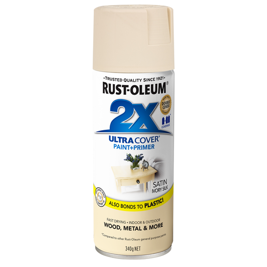 Rust Oleum 2X Ultra Cover Spray Paint 340g - Satin Ivory Silk - Auzzistore