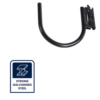 Grunt E Track Fitting U Hook - Black - 180kg Capacity - 140mm x 13mm x 167mm