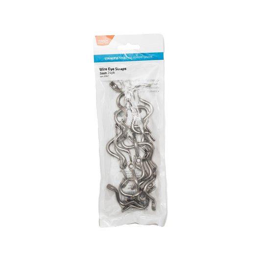 Taskmaster 5mm 316 Stainless Steel Wire Eye Strap - 24 Pack - Durable Anchoring - Auzzistore