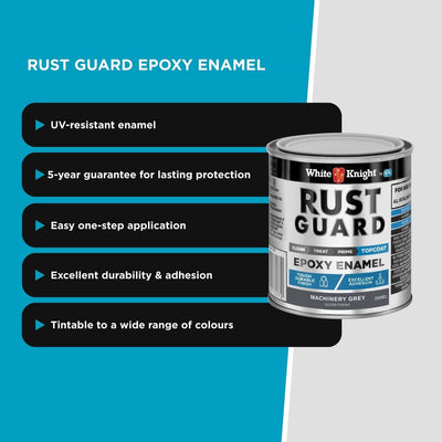White Knight Rust Guard Epoxy Enamel Paint 250ml - Machinery Grey - UV Resistant