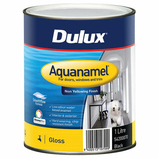 Dulux Enamel Paint - 1L - Black - Water Based - Gloss Finish - Auzzistore