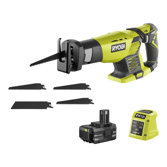 Ryobi 18V ONE+ Compact Reciprocating Saw 4Ah Kit - 22mm Stroke Length - Lightweight - Auzzistore