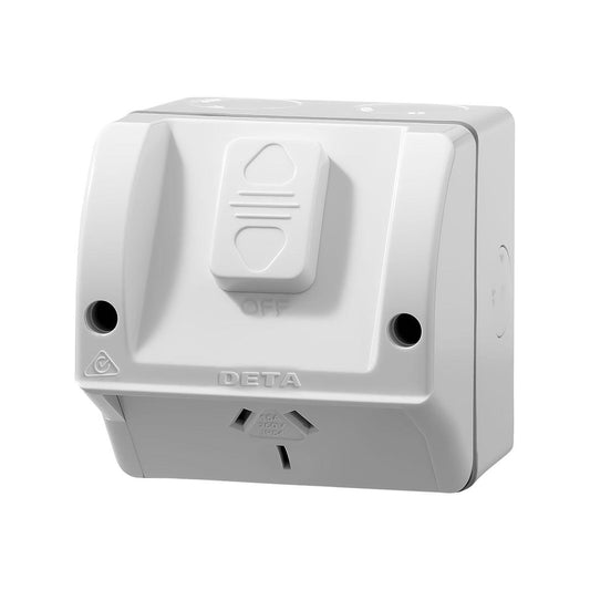 Deta 240V 15 Amp Outdoor Powerpoint - Weatherproof - Polycarbonate - IP54 - Auzzistore