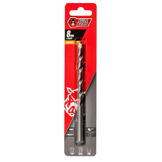 Full Boar 8mm TCT Masonry Drill Bit - 150mm Length - Durable for Concrete - Auzzistore