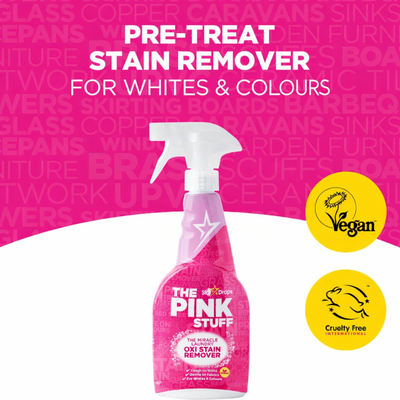 The Pink Stuff Oxi Stain Remover Spray - 500ml - Vegan - Tough on Stains - Pink