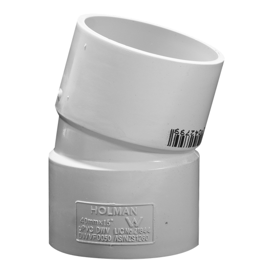 Holman 40mm x 15mm Female PVC DWV Plain Bend - Durable - Grey - Easy Install - Auzzistore