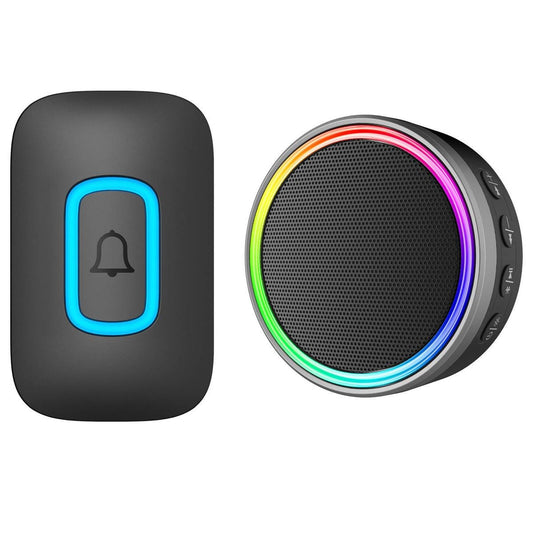 Arlec 200m Rechargeable Wireless Door Chime - Speaker - RGB LED - Black - Auzzistore