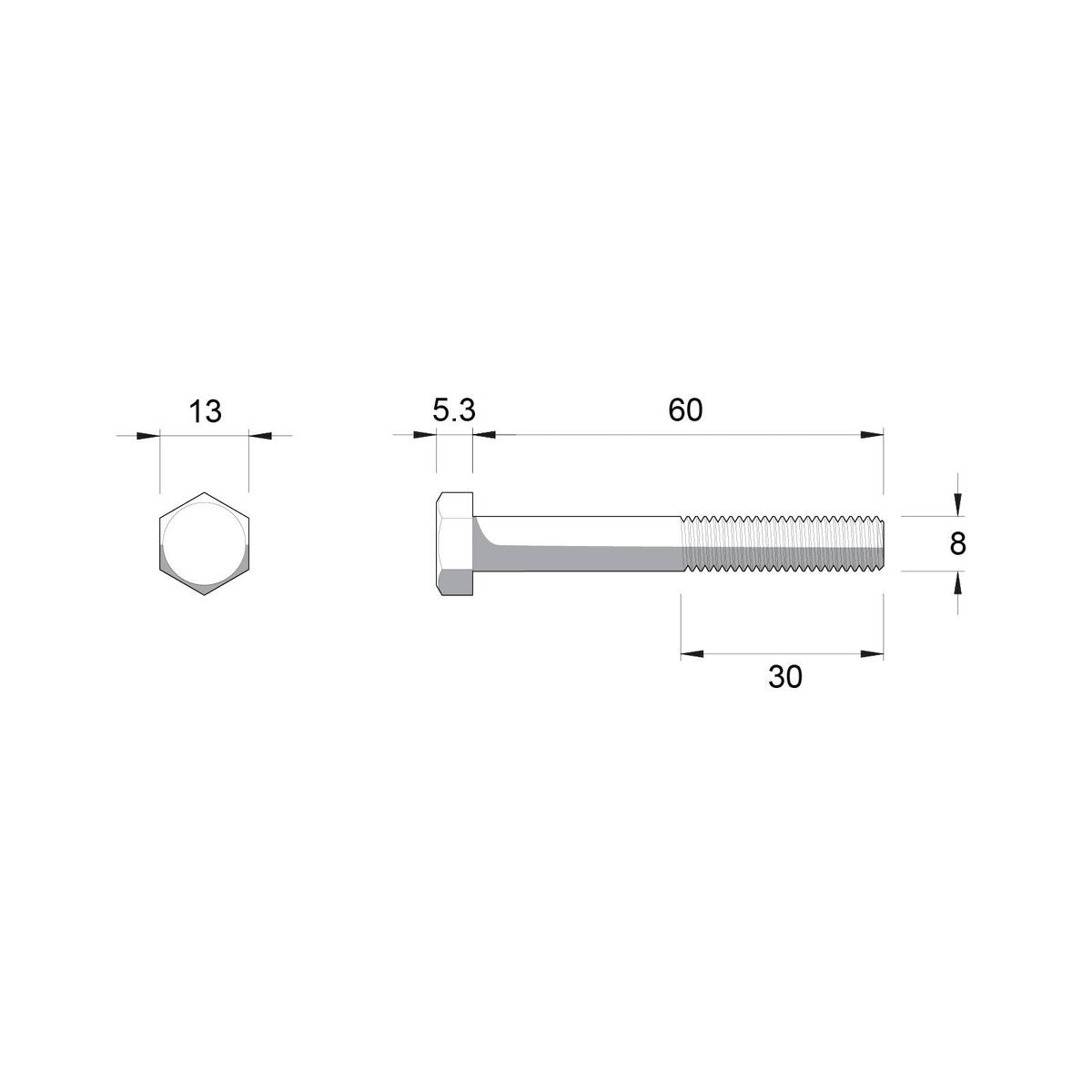 Zenith Hot Dip Galvanised Hex Head Bolts M8 x 60mm 25 Pack