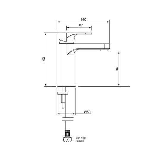 Methven Krome Basin Mixer - Lead Free Brass - Chrome - 50mm x 143mm – view 2