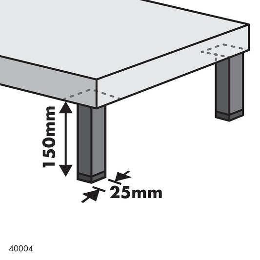 Adoored Furniture Leg - 25 x 25 x 150mm - Steel - Black Finish – view 2 - Auzzistore