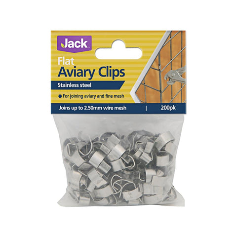 Jack Flat Aviary Clips - 15mm x 8mm - Stainless Steel - Strong Hold - 200 Pack - Auzzistore