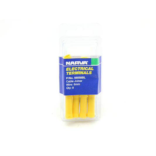 Narva Cable Joiner Butt Splice 5-6mm Yellow Vinyl 8 Pack - Auzzistore