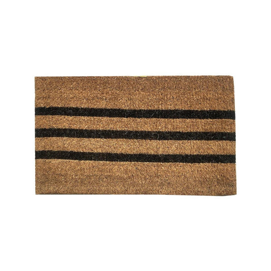 Bayliss Black Vector Stripe Mat - 45 x 75cm - Durable Coconut Fibre - Outdoor Use
