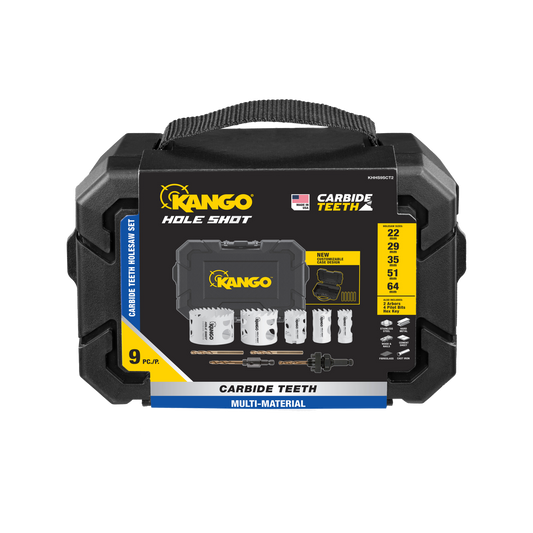 Kango Hole Shot 9 Piece Carbide Teeth Hole Saw Set - 228mm x 238mm - Durable Cutting Tools - Auzzistore