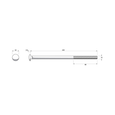 Zenith Hot Dip Galvanised Cup Head Bolts M10 x 220mm Steel Durable