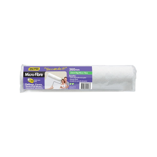 Uni Pro Microfibre Roller Cover - 360mm x 15mm - Lint Free - Low Splatter - Auzzistore