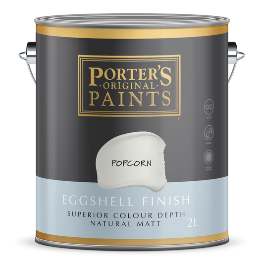 Porter S Washable Paint - 2L - Eggshell Finish - Popcorn Colour - 3kg - Auzzistore