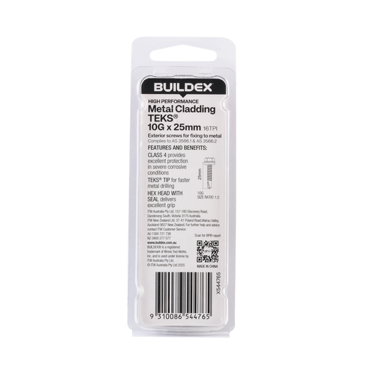 Buildex Teks Screws - 10g x 25mm - Class 4 - 20 Pack - Self-Drilling - Corrosion Resistant – view 2 - Auzzistore