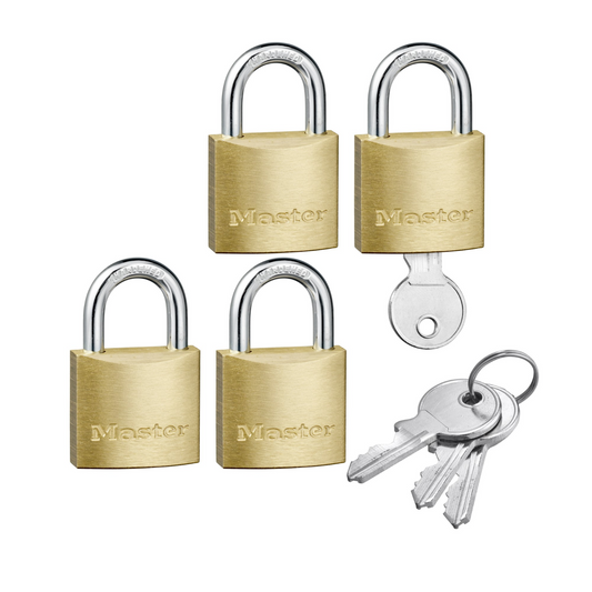 Master Lock 30mm Brass Keyed Padlock 4 Pack - Durable - Rust Resistant - Auzzistore