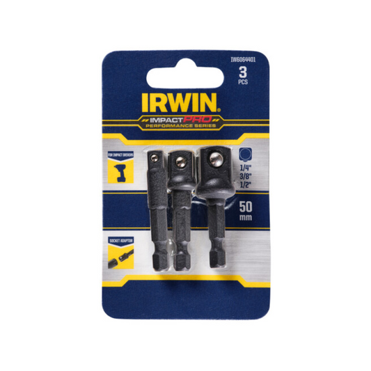 Irwin Impact Pro Performance 3 Piece Socket Adaptor Set - 1/4" Hex Shank - High Torque - Auzzistore