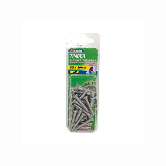 Zenith Galvanised Button Head Stiching Timber Screws 8g x 30mm - 25 Pack - Durable - Auzzistore