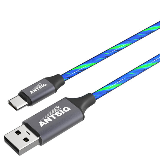 Antsig 1m USB A to USB C Light Cable - Flowing Light Effect - 1 Meter