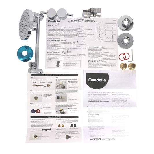Mondella Resonance Chrome Shower Set - 1/4 Turn Pin Lever - 210mm x 80mm x 165mm - WELS 3 Star - 9L/min – view 2