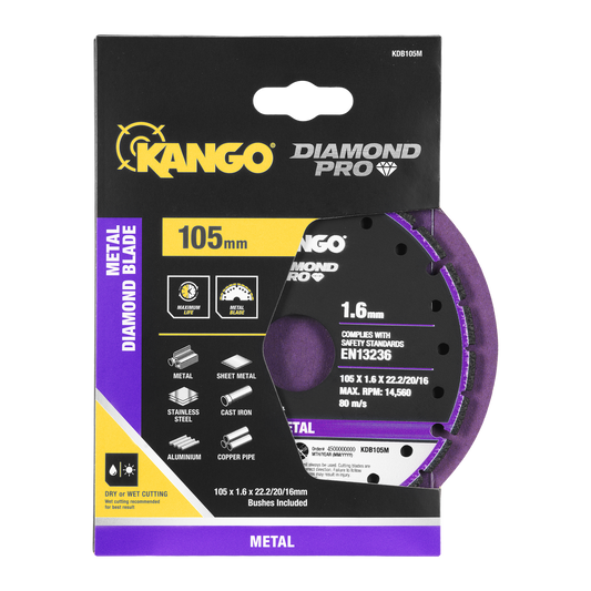 Kango 105mm Metal Diamond Blade - Cutting Sheet Metal, Stainless Steel, Copper, Aluminium - High Efficiency, Durable - Auzzistore