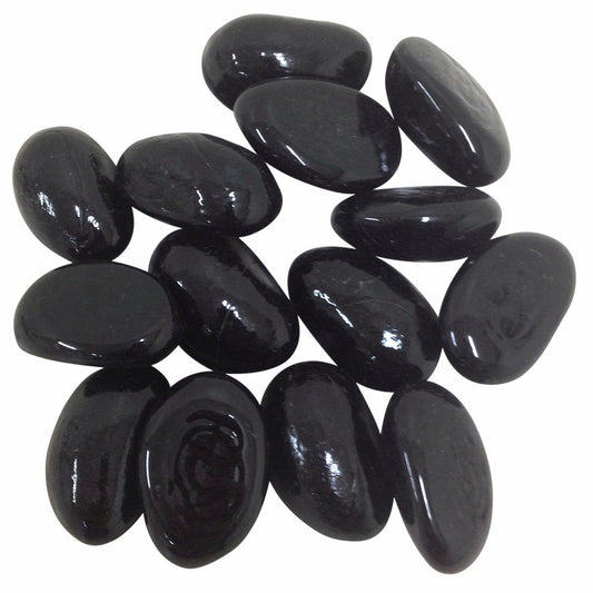 Tuscan Path Black Moroccan Glass Decorative Pebbles 30mm 1kg Durable - Auzzistore
